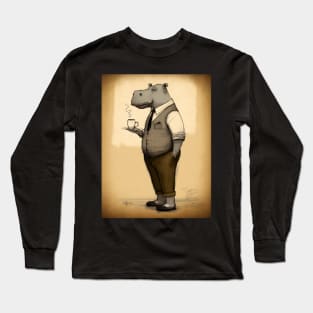 Funny Hipster Hippo Long Sleeve T-Shirt